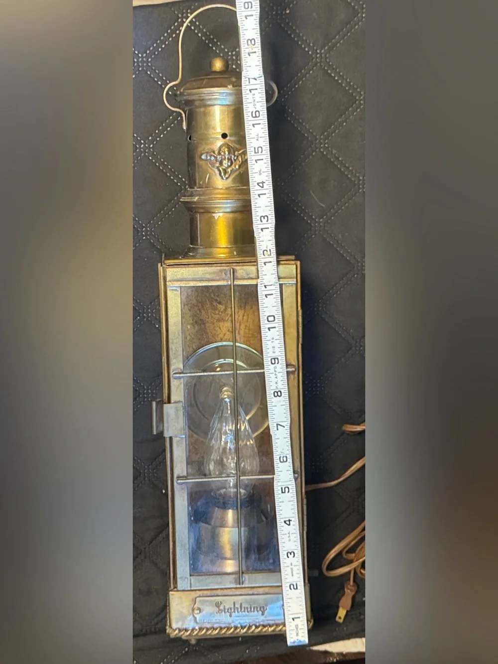 Vintage-Inspired Brass Metal Glass Lantern - Gold Words